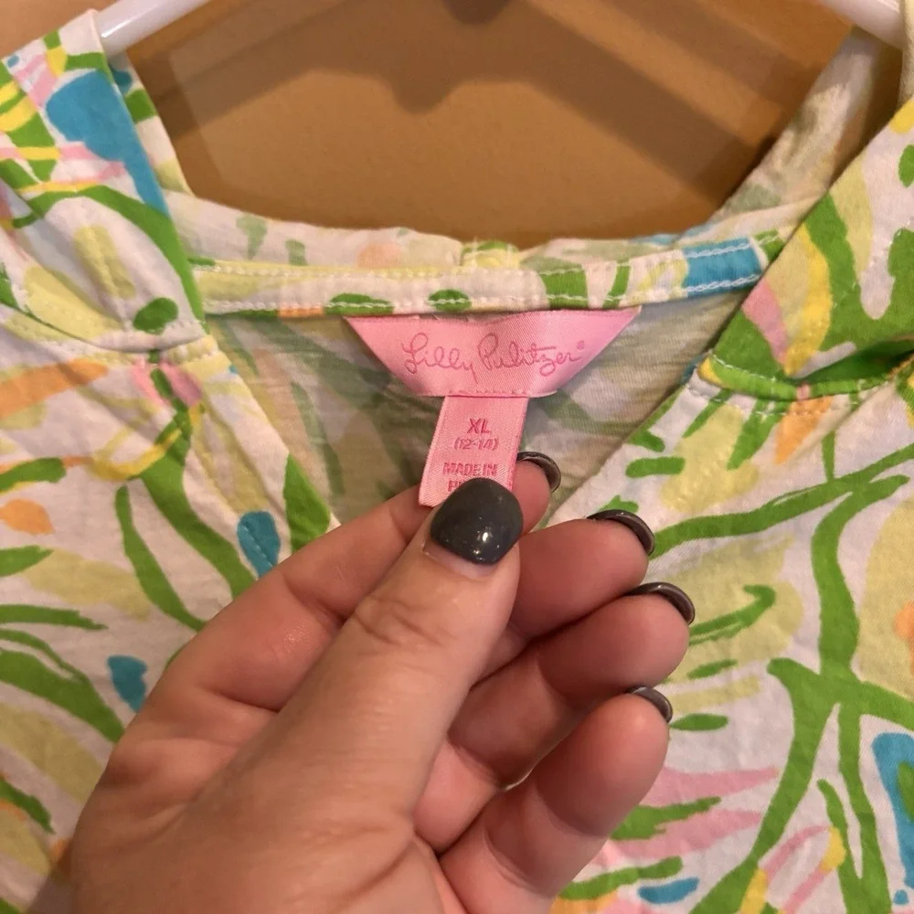 Lilly Pulitzer Girls XL 12/14 Swim Cover Up‎ Hooded Tropical Cotton Beach
